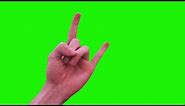 Hand Gesturing Heavy Metal Rock Sign - Green Screen Footage