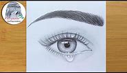 How to draw an eye with teardrop for Beginners || EASY WAY TO DRAW A REALISTIC EYE ||