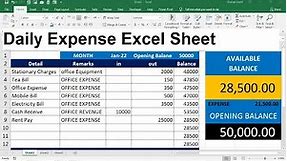 how to maintain daily accounts in excel format | daily expense sheet format