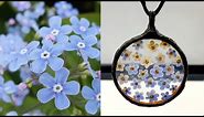 Pressed Flower Necklace, Glass Jewelry, Forget Me Not Flower Jewelry I How To Make