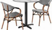 Lancaster Table & Seating Excalibur 31 1/2" Round Versilla Standard Height Table with 2 Black and White Arm Chairs