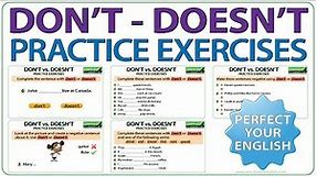 DON'T - DOESN'T - English Practice Exercises | Activities to Learn English | ESOL Exercises