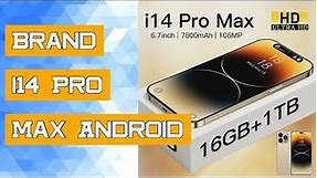 Brand i14 Pro Max Android Mobile Smartphone 5G Phones Original 2023 Full Screen 6.7 Inch 16GB+1TB Gl