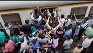 Rush hour at train station in India