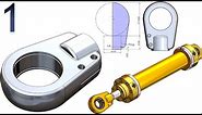 1-Project 44| Hydraulic Cylinder | SolidWorks Tutorial : front clevis