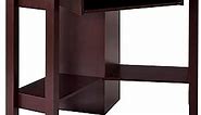 Corner Computer Desk, Triangle Corner Desk with Keyboard Tray and Storage Shelves, Compact Corner Writing Desk, Work Desk for Home Office, Small Corner Desks for Small Spaces(Cherry)