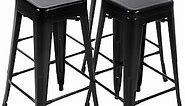 FDW Metal Bar Stools Set of 4 Counter Height Barstool Stackable Barstools 24 Inch Indoor Outdoor Patio Bar Stool Home Kitchen Dining Stool Backless Bar Chair
