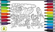 Alice in Wonderland Disney Coloring Book Page Cheshire Cat White Rabbit March Rabbit