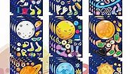 36 Sheets Reusable Space Stickers Make Your Own Planet Stickers Games,Easy to Peel and Stick,Make a face Outer Space Stickers for Kids,9 Planets Solar System Birthday Party Favor Stickers for Kids
