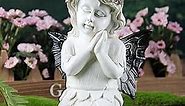 Leekung Outdoor Angel Statues for Garden Decor - Garden Angels Ouside Statue with Solar Powered Light Garden Sculptures & Statues Memorial Angle Religious Guardian Angel Figurine Home Decoration Gift