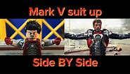 Iron-Man mark v suit up LEGO stop motion side by side