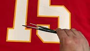 Painting Patrick Mahomes on a Kansas City Chiefs jersey with acrylics. #art #painting #fyp