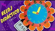 Reloj didáctico de cartón para niños -FÁCIL - How to make learning clock for kids