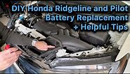 Step by step battery replacement on a Honda Ridgeline (2nd Gen) or Pilot (3rd Gen).