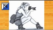 How to draw a Girl is holding the Camera || Step by Step Pencil drawing || Easy drawing || drawing