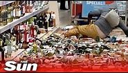 Aldi wrecking rampage - Woman smashes 500 bottles of booze