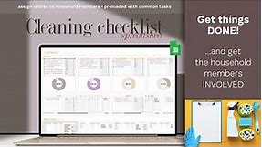 Family Cleaning Checklist Spreadsheet • Household Cleaning Schedule • Cleaning Chore Planner