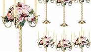 6 Pack Gold Candelabra Bulk Tall Metal Candle Holder Table Centerpieces 5-Arm Taper Candlestick Floral Flower Floor Candle Stand for Wedding Valentine Holiday Birthday Party Decor(21 Inch)