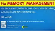 Fix windows 10/11 blue screen stop code memory management error | MEMORY_MANAGEMENT