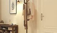 KungFuWood Coat Rack, Unique Design Cactus Coat Rack Freestanding, Adjustable Height Wooden Coat Rack Stand with 6 Hooks, Easy Assembly Coat Tree for Entryway, Bedroom,Coats,Bags (Walnut)