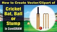 How to Create Vector/Clipart of Cricket Bat, Ball or Stump | CorelDRAW Tutorial | Cricket Bat & Ball