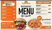 Single Page Restaurant Menu #3 - Digital Signage PowerPoint Animated Template