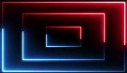 Free Neon Lights Background Red & Blue Rectangle Frame Tunnel Video VJ Loop Animated Abstract Border