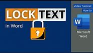How to Lock Text in Microsoft Word