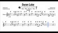 Swan Lakes Easy Notes Sheet Music for Violin Flute Recorder Oboe Treble Clef C