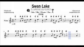 Swan Lakes Easy Notes Sheet Music for Violin Flute Recorder Oboe Treble Clef C