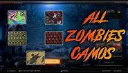 ALL UNLOCKABLE ZOMBIES CAMOS IN CALL OF DUTY BLACK OPS 4 (SHOW CASE)