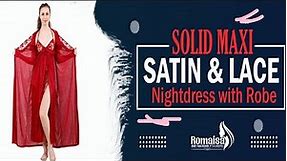 Women nightwear / Women's Satin Solid Maxi Night Dress / Nightwear Nightdress / Online shopping