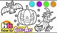 Halloween Drawings Easy | Draw Spooky for Kids | Bat Drawing | Chiki Art | HooplKidz How to