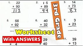 3rd Grade Math - Adding 2-digit Numbers Regrouping Worksheet With Answers | Learning Video For Kids