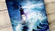 Lighthouse in Stormy Seas | Easy Painting for Beginners | Acrylics | Palette Knife