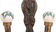 IndianShelf Coat Hooks Antique | Green Double Wall Hooks | Ceramic Wall Hooks for Bathroom Towels | Floral Towel Hooks [15.24 cm]