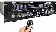 Pyle 6-Channel Bluetooth Hybrid Home Amplifier - 1600W Home Audio Rack Mount Stereo Power Amplifier Receiver w/ Radio, USB/AUX/RCA/MIC, HD/OPT/COAX, AC-3, DVD Inputs, Dual 10 Band EQ - PREA90WBT