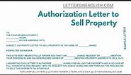 Authorization Letter To Sell Property - Sample Letter of Authorization for Selling Property