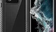Lanhiem Samsung Galaxy S22 Ultra Case, IP68 Waterproof Dustproof, Built-in Screen Protector, Rugged Full Body Shockproof Protective Cover for Galaxy S22 Ultra 5G 6.8 Inch, Black/Clear