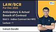 Anticipatory & Actual Breach of Contract | Unit 5 - Indian Contract Act 1872 | Indresh Gandhi