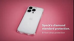 Speck Clear iPhone 14 Pro Max Case - Drop Protection with Scratch Resistant Dual Layer Slim Phone Case for 6.7 Inch iPhones 14 Pro Max - Anti-Yellowing & Anti-Fade Case - Platinum Glitter GemShell