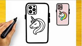 HOW TO DRAW AN APPLE IPHONE WITH A UNICORN CASE super easy