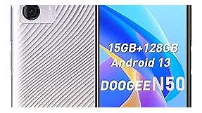 DOOGEE N50 Mobile Phones SIM Free Unlocked, Android 13 Phones, 6.52" FHD Smartphone 15GB RAM+128GB ROM (TF 1TB), Face ID 4200mAh Android 13 Cell Phone Dual 4G Sim, 50MP+8MP Camera