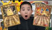 GOLD CHARIZARD and PIKACHU RARE Pokemon Cards CalvinCKN