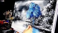 Whispers of the Blue Tree: A Step-by-Step Acrylic Painting Journey for Beginners