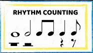 Counting rhythms: Whole, half, quarter, eighth notes and rests