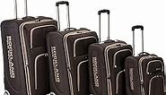 Rockland Polo Equipment Varsity Softside Upright Luggage, Brown, 4-Piece Set (18/22/26/30)