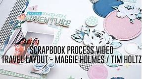 Scrapbook Process Video - Travel layout / Tim Holtz Vintage Labels / ACOT