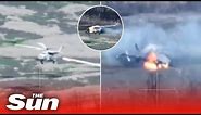 Russian Mi-8 helicopter shot out of the sky with MANPADS by Ukrainian forces near Donetsk