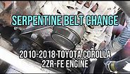 Toyota Corolla Serpentine Belt Change, 2ZR-FE Engine, 2010,2011,2012,2013,2014,2015,2016,2017,2018